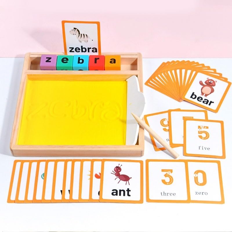 Montessori Sand Writing & Spelling Tray, Early Literacy Learning Toy (Ages 3+)