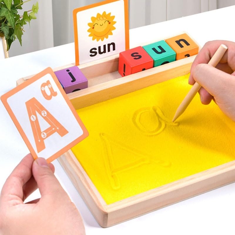 Montessori Sand Writing & Spelling Tray, Early Literacy Learning Toy (Ages 3+)