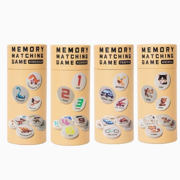 Montessori-Inspired Wooden Memory Matching Game for Toddlers 3 Years Old and up, Early Development.