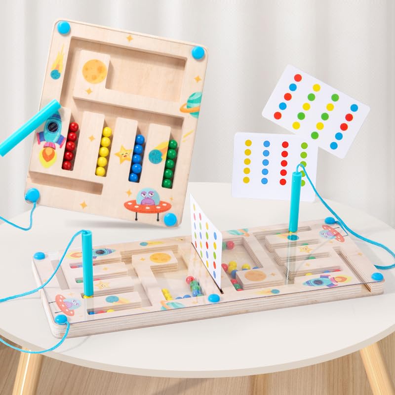 Montessori Magnetic Color Sorting Bead Maze — Fine Motor & Matching Toy (Ages 3+)