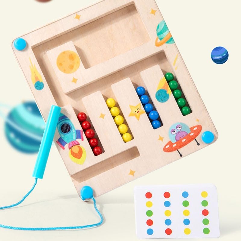 Montessori Magnetic Color Sorting Bead Maze — Fine Motor & Matching Toy (Ages 3+)