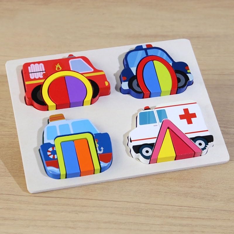 Educational Wooden 3D Montessori Puzzle Board for Toddlers and Kids, 12 Pieces in Various Shapes and Colors, Enhances Color Recognition and Fine Motor Skills for Kids Aged 3+